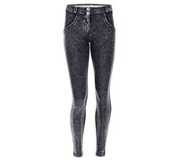 FREDDY - Pantaloni Push Up Wr.up® Tessuto Ecologico Effetto Bleached, Donna, Nero, Xxs