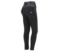FREDDY - Pantaloni Push Up Wr.up® Tessuto Navetta Spalmato Argento, Donna, Nero, Small