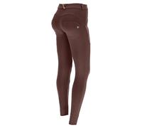 FREDDY - Pantaloni Push Up Wr.up® Vita Regular Con Inserti Ribbed, Donna, Marrone, Extra Large