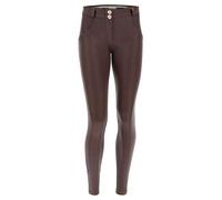 FREDDY - Pantaloni Push Up Wr.up® Vita Regular Similpelle Semi Lucida, Donna, Marrone, Large