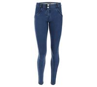 FREDDY Push up WR.UP® in Fibra Ecologica con Effetto Denim Scuro - Jeans Scuro-Cuciture Gialle - Large