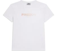 Freddy T-shirt Comfort Fit con Logo e Slogan "Time Shine" Bianco Donna Extra Large