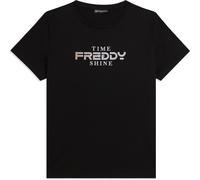 Freddy T-shirt Comfort Fit con Logo e Slogan "Time Shine" Nero Donna Medium