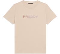 Freddy T-shirt Comfort Fit con Logo e Slogan "Time Shine" Whitecup Gray Donna Extra Small