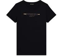 Freddy T-shirt da donna con strass e banda logata sulle spalle Nero Donna Extra Small