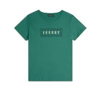 FREDDY T-Shirt Donna in Jersey Leggero con Grafica Floreale Logo Oro Chiaro