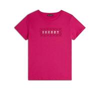 FREDDY T-Shirt Donna in Jersey Leggero con Grafica Floreale Logo Oro Chiaro