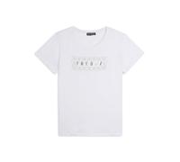 FREDDY T-Shirt Donna in Jersey Leggero con Grafica Floreale Logo Oro Chiaro