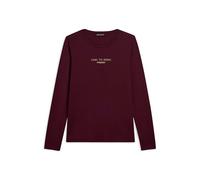 FREDDY T-Shirt Donna Manica Lunga Supima con Banda Logata sulle Spalle, Stampa Dorata