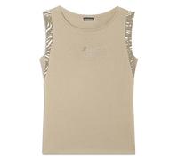 FREDDY - T-Shirt Senza Maniche con Dettagli Dorati E Animalier, Donna, Beige, Small