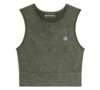 FREDDY - Top Corto Senza Maniche in Tessuto Seamless Ice Wash, Donna, Verde, Medium/Large