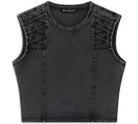 Freddy Top cropped effetto denim decorato sulle spalle Skyline Denim Black-Seam Black Donna Medium
