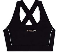 Freddy Top tecnico con spalline incrociate e profili bianchi Nero Donna Small
