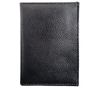 Frédéric Johns Porta carta per auto in pelle a forma di 4 persiane - Custodia per carta grigia, permesso, carta d'identità, carte, molto completo, in morbida pelle per uomo o donna (nero), Nero ,