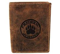 Frédéric Johns Portafoglio uomo in vera pelle vintage rfid, portafoglio uomo grande, portafogli in formato verticale (Marrone)