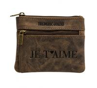 Frédéric&Johns® - Portamonete da uomo, a grana di caffè, in pelle spessa, morbida e resistente, per tasche per pantaloni o giacca, Ti amo, Taille unique, Classico
