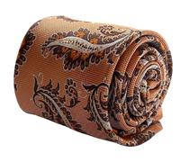 Frederick Thomas Albicocca Pesca Arancione Paisley Classico Cravatta Pastello