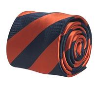 Frederick Thomas Arancione Bruciato E Blu Navy Barbiere Club Scuola Tie Classico