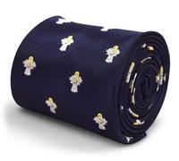 Frederick Thomas Blu Navy Cravatta con Angelo Ricamato Design Regalo di Natale