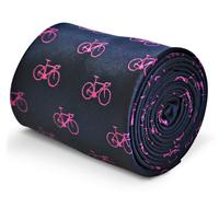 Frederick Thomas Blu Navy Cravatta da Uomo con Rosa Bicicletta Design FT3211
