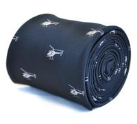 Frederick Thomas Blu Navy Uomo Cravatta Con Elicottero Ricamato Design FT2124