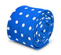 Frederick Thomas Cotone Firmato Cravatta da Uomo - Blu Reale a Pois Skinny Nozze