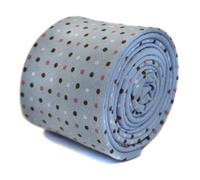 Cravatta In Cotone Per Uomo Blu Chiaro - Pois Multicolore Di Frederick Thomas