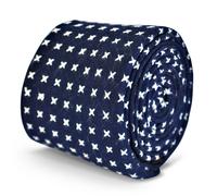 Frederick Thomas Cotone Firmato Cravatta da Uomo - Scuro Blu Bianco Croce Motivo