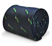 Frederick Thomas da Uomo, Elegante Cravatta - Scuro Blu Navy - Ricamato Pavone