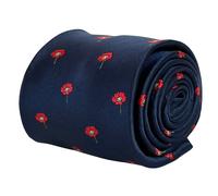 Frederick Thomas Designer Blu Navy Cravatta Con Papavero Rosso Design