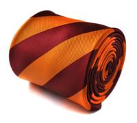 Frederick Thomas Designer Cravatta da Uomo - Burgundy Granata & Arancione