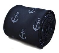 Frederick Thomas Designer Uomo Cravatta - Scuro Blu Navy Ricamato Ancora Nautica