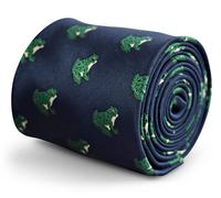 Frederick Thomas Designer Cravatta da Uomo - Scuro Blu Navy - Ricamato Ranocchia