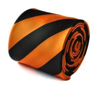 Frederick Thomas Designer Cravatta da Uomo - Nero & Arancione - Repp Club a