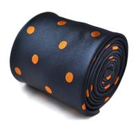 Frederick Thomas Designer Cravatta da Uomo - Scuro Blu - Arancione Bruciato a