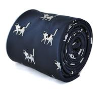 Frederick Thomas Designer Cravatta da Uomo - Scuro Blu Navy - Bianco e Nero