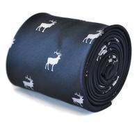 Frederick Thomas Designer Cravatta da Uomo - Scuro Blu Navy - Ricamato Cervo