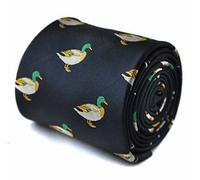 Frederick Thomas Designer Cravatta da Uomo - Scuro Blu Navy - Ricamato Duck
