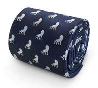 Frederick Thomas Designer Cravatta da Uomo Scuro Blu Navy Ricamato Leone Giungla