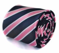 Frederick Thomas Designer Cravatta da Uomo - Scuro Blu Rosa Bianco - Repp a