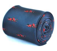 Frederick Thomas Designer Cravatta da Uomo - Scuro Blu - Ricamato Rosso Auto