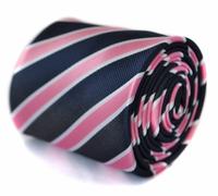 Frederick Thomas Designer Cravatta da Uomo - Scuro Blu Rosa Bianco - Repp a