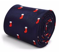 Designer Cravatta da Uomo - Scuro Blu - Rosso Calza di Natale Frederick Thomas