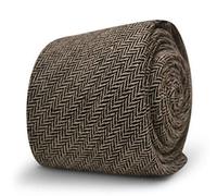 Frederick Thomas Designer Lana Cravatta da Uomo - Nero e Panna - Pesce Skinny