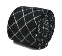 Designer Lana Cravatta da Uomo - Navy Scuro Blu a Scacchi Skinny Matrimonio Da