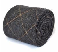 Frederick Thomas Designer Lana Tweed Uomo Cravatta - Grigio Scuro & Arancio