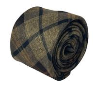 Frederick Thomas Designer Lana Tweed Uomo Cravatta - Marrone & Grigio - Quadri