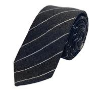 Frederick Thomas Designer Lana Uomo Cravatta - Carbone Scuro Grigio - a Righe