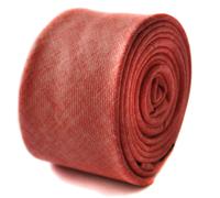 Frederick Thomas Designer Lino Uomo Cravatta - Rosso Corallo - Tinta Unita