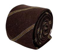 Frederick Thomas Designer Marrone Cioccolato & Oro Giallo Club a Righe Uomo Tie